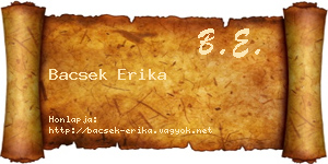 Bacsek Erika névjegykártya